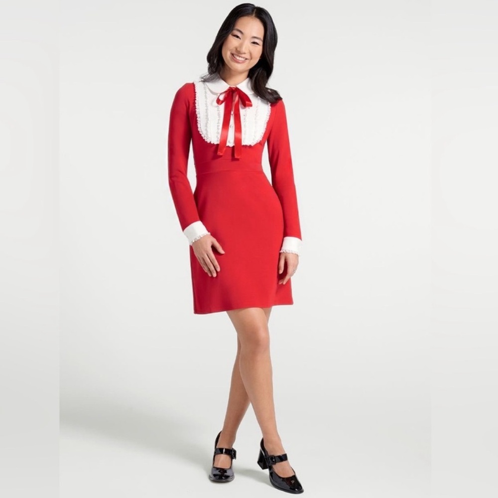 ❌⭕️ Modcloth Rebel in RetroTie Neck Peter Pan Collar Midi Wednesday Dress 1X
